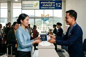 ແຈ້ງປີ້ຍົນ check in counter