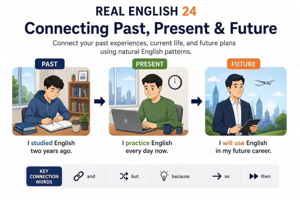 Real English 24 connecting past present and future English patterns
